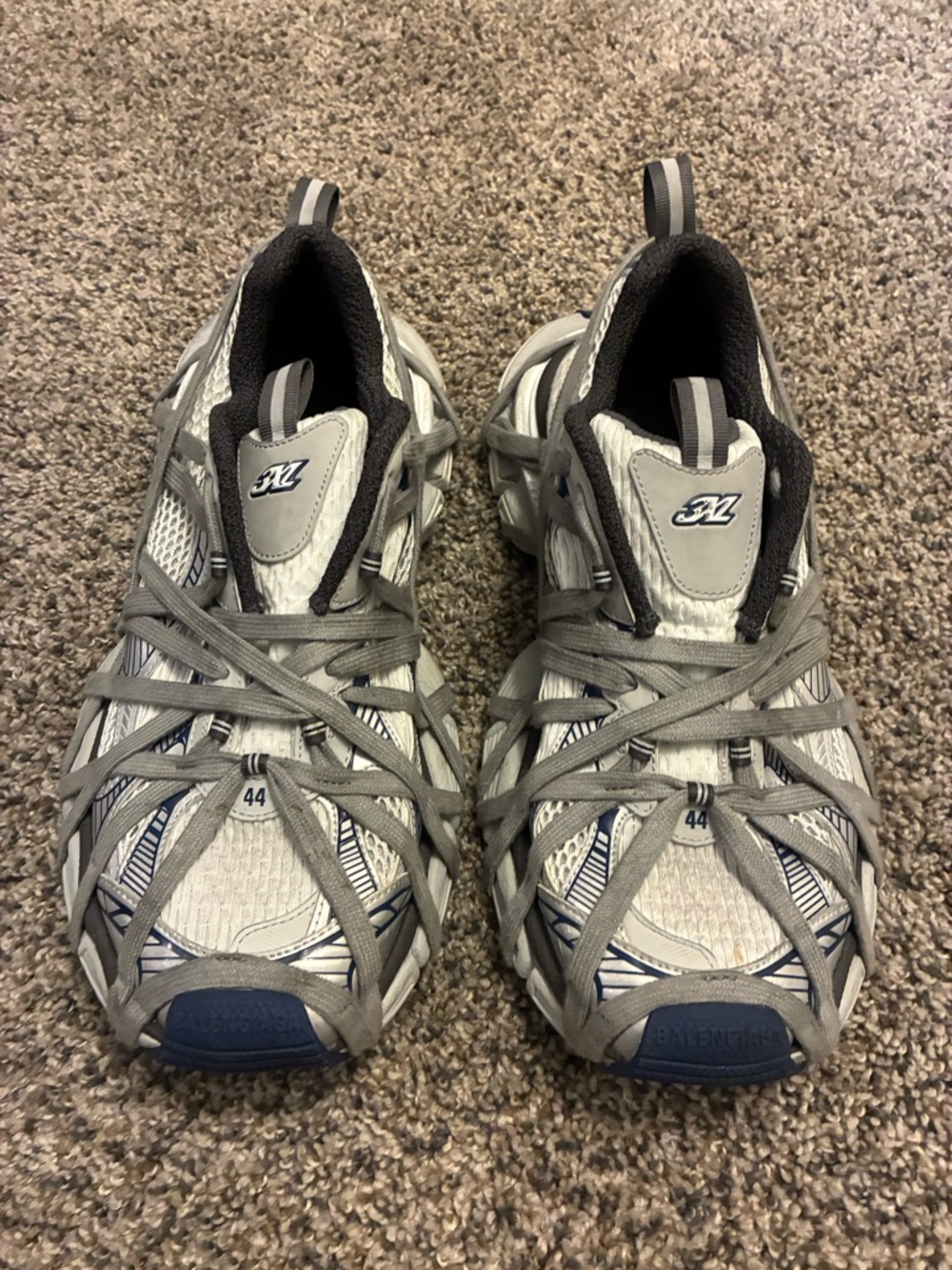 Balenciaga 3xl Gray White Blue Mesh Cage Runner Sneakers - Picture 1 of 3